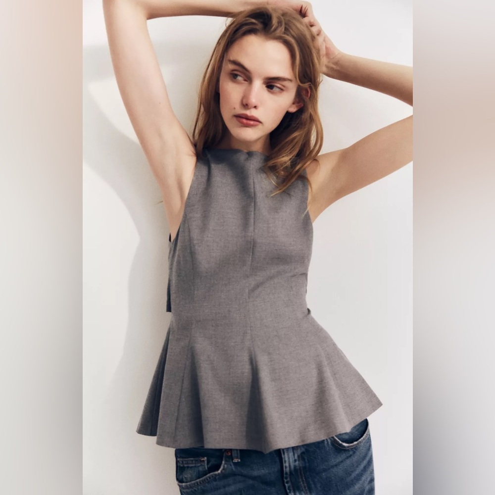 ZARA PEPLUM BOW TOP